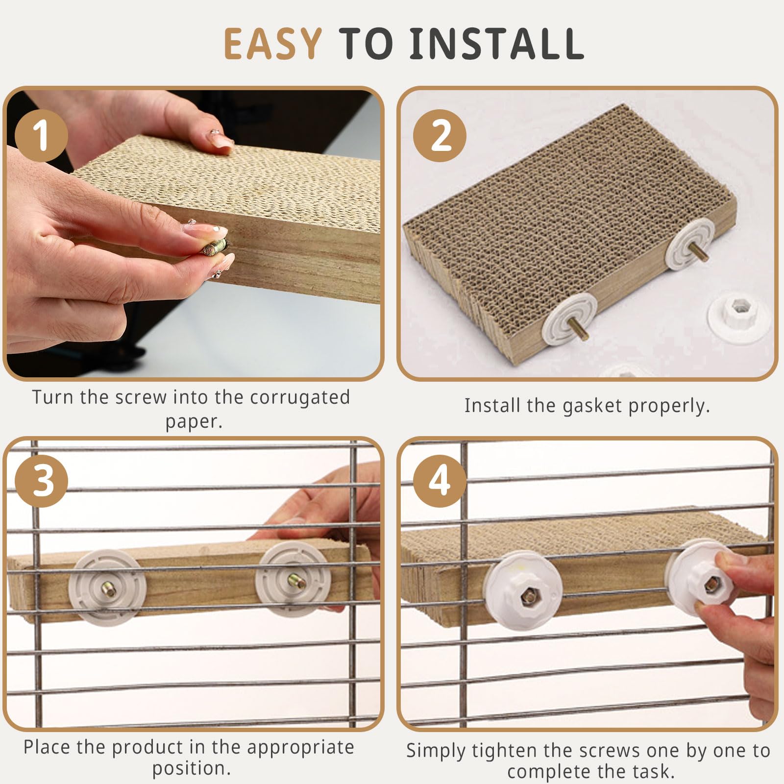 Perchoir pour cage à perroquet, jouets à mâcher pour perruches, aire de jeu, conure, calopsitte, plate-forme de broyage, accessoires de cage pour perruche, cacatoès (marron, lot de 2, L : 31 x