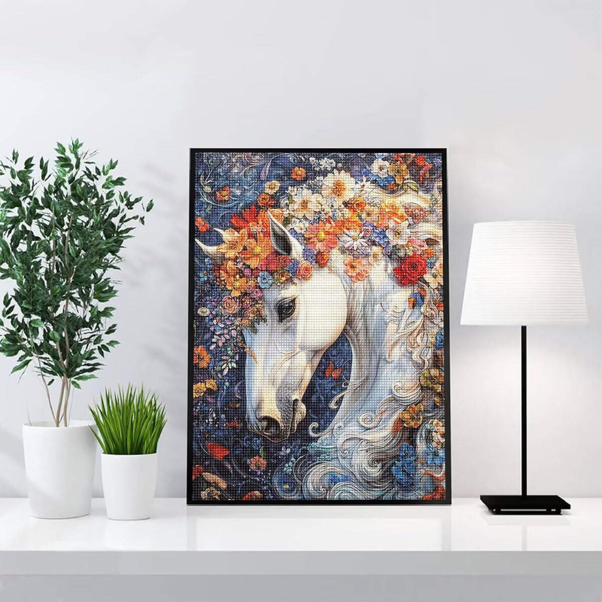 Diamond Painting Kit Completo, Diamond Painting Cavallo, 5D Quadrato Pittura Diamante Kit Manualidades Adultos DIY Diamantini Crystal Art Disegni Ricamo Punto Croce Artigianale, 60x90cm Fiori j0-912