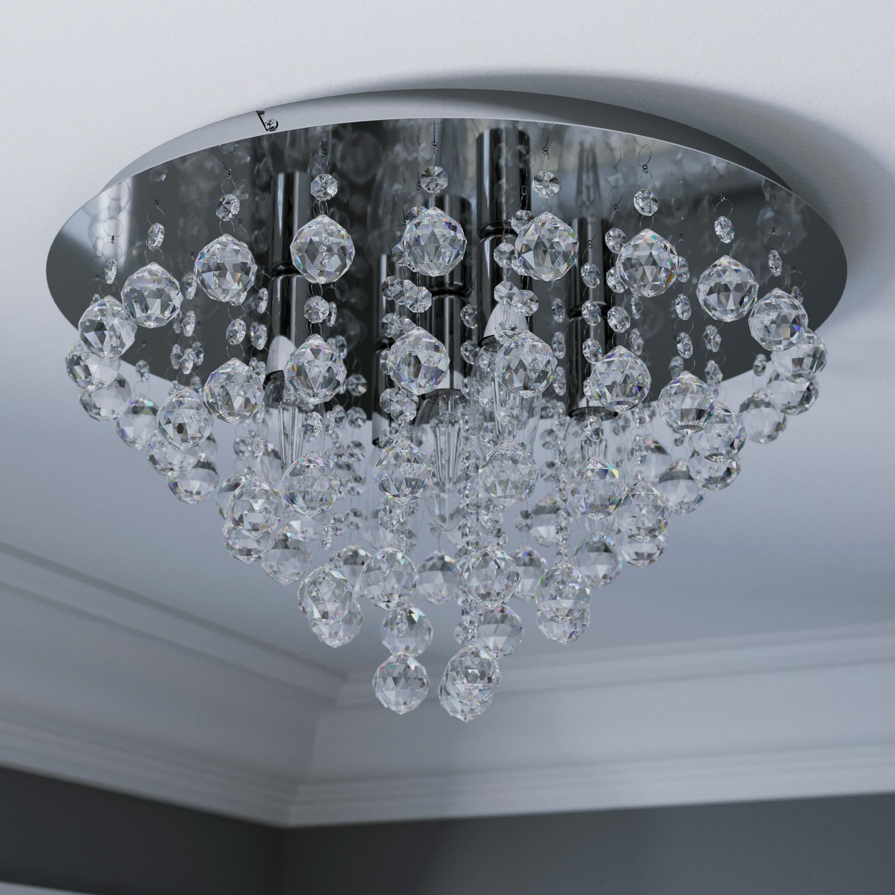 Lindby Kristall Look Deckenleuchte Metall Acryl, Deckenlampe rund 5 flammig 5x E14 max. 40W ohne Leuchtmittel Wohnzimmerlampe Schlafzimmerleuchte