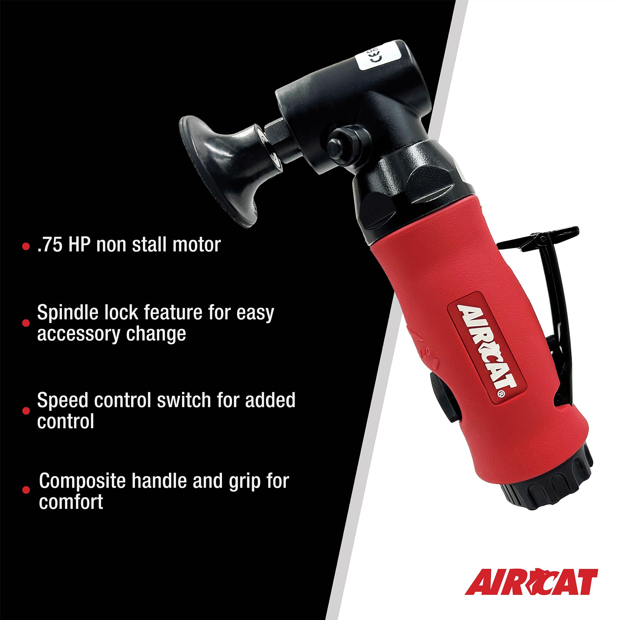 AIRCAT 6281 .75 HP Angle Disc Sander with Spindle Lock, Sturdy Sanding Tool for Premiere Precision, 79 dBA, Composite Handle - Image 3