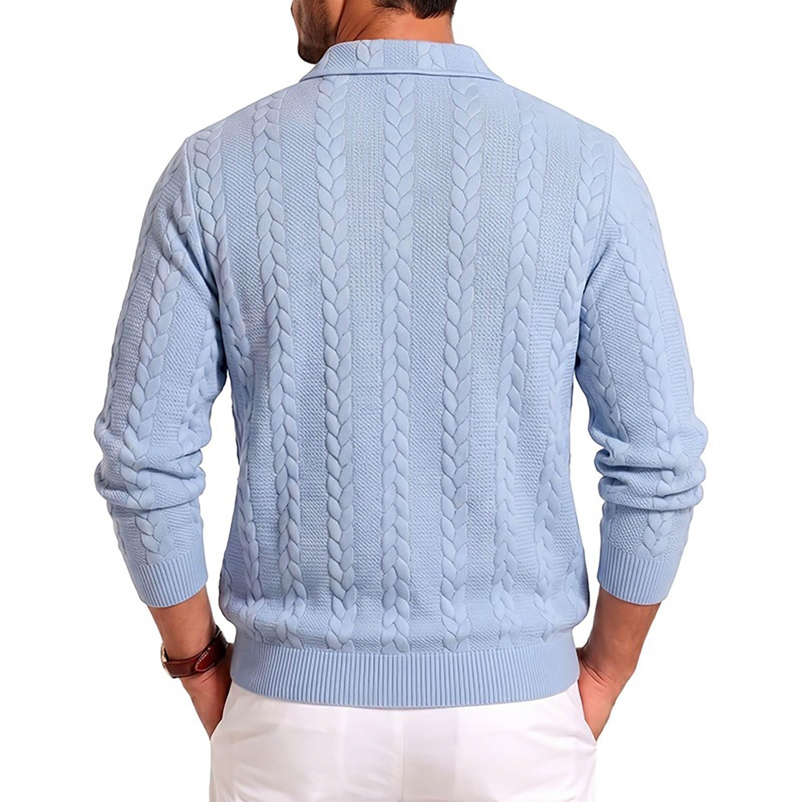 Abrigo de Punto para Hombre con Costuras texturizadas, Manga Larga, Cuello