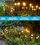 4Count Solar Lights Outdoor Waterproof IPX5, Solar Garden Lights Wind Swaying Lights, Firefly Light Outdoor Solar, Outdoor Christmas Lights, for Yard Lawn Pathway Decoration Lighting, WarmYellow