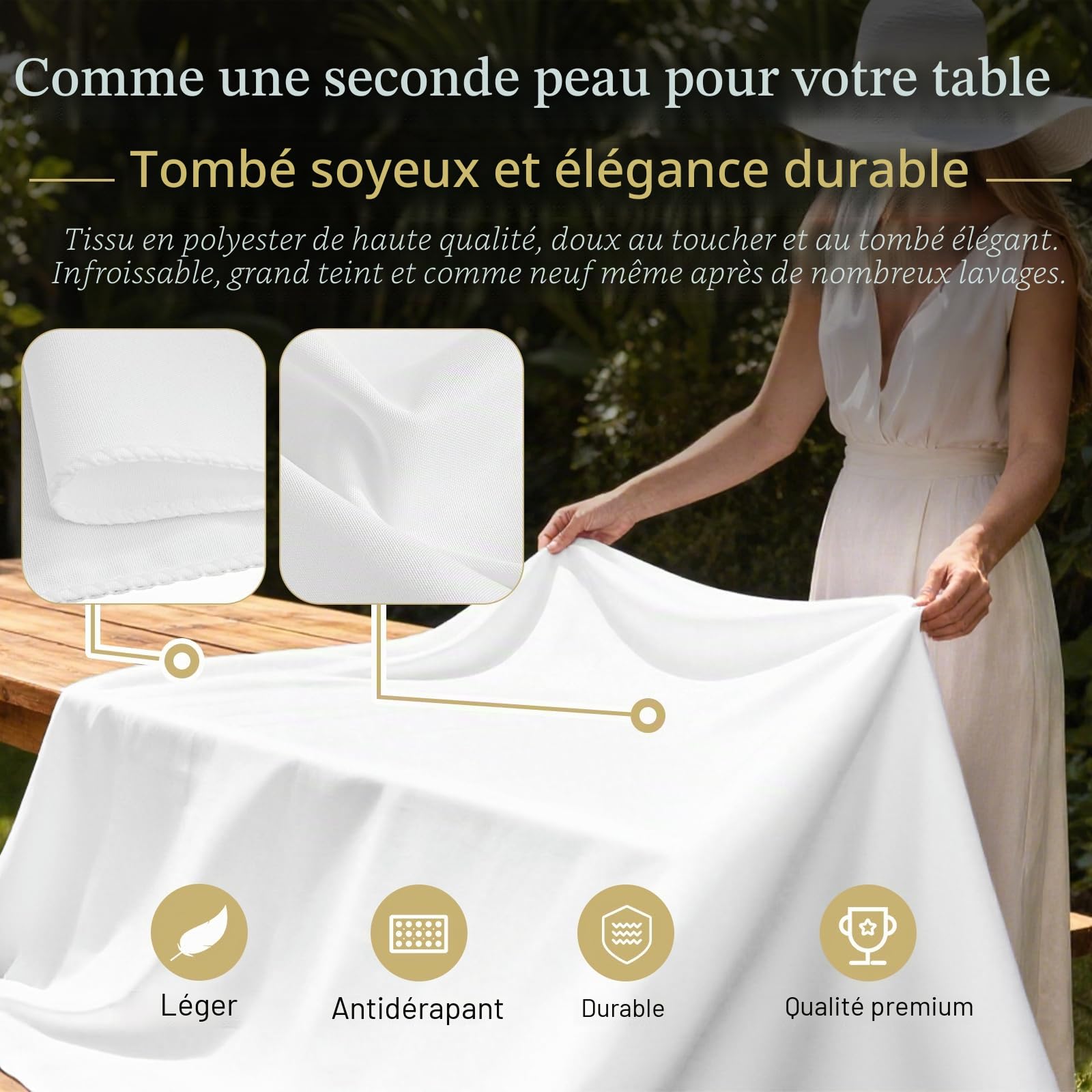 YMHPRIDE Lot de 6 Nappes Blanche Rectangulaire 110 x 260 cm Nappe de Table en Polyester, Anti-Rides Lavable en Machine, pour Table à Bière/Table Pliante, Mariage, Anniversaire, Fête & Banquet