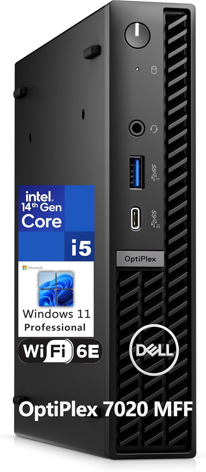 Dell OptiPlex 7020 MFF Mini PC Business Desktop Computer, 14th Gen Intel 14-Core i5-14500T, 16GB DDR5 RAM, 512GB PCIe SSD, WiFi 6E, KB and Mouse, Windows 11 Pro (Renewed)