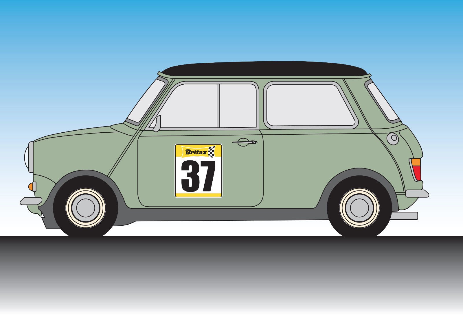 screenprintdigital Vintage Style Classic Car 'Britax' Race Numbers Ideal for Mini Cooper Automotive
