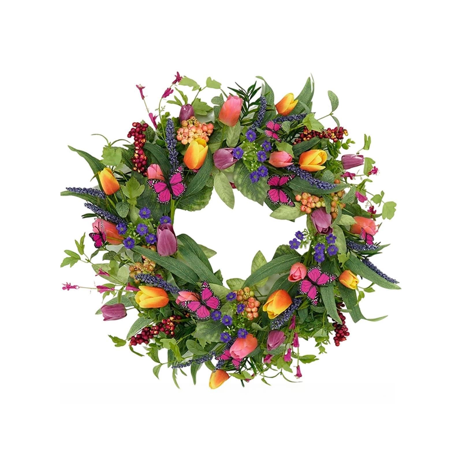 Summer Door Wreaths Outdoor Rustic Sunflower Wreath For Front Porch Colorful Daisy And Lavender Floral Door Hanger For Country Home Decor