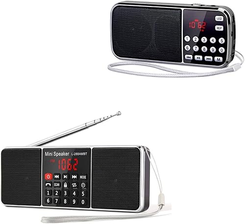 PRUNUS Radio de Bluetooth J-288 AM FM, J-189 pequeña radio portátil recargable con pilas