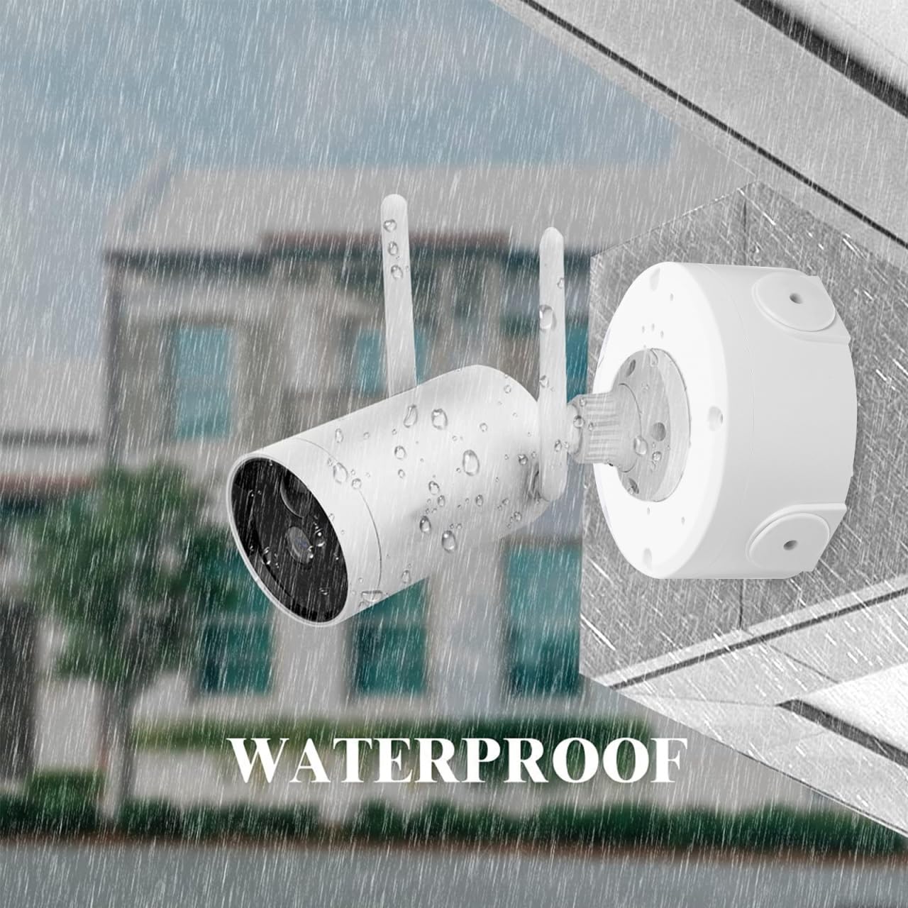 Mipcase 4Pcs Security Camera Junction Box : Waterproof Plastic Outdoor Cable Hide Box for Organized Electrical Wiring Protection, 4.79X4.79X2.04in