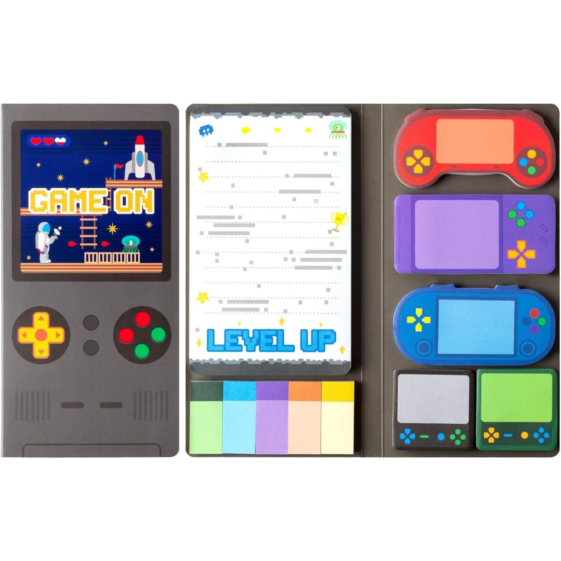 Game Theme Notes Set, 550 Sheets,Cute Cartoon Dog Post It Notes with 3 Point Pens, Self-Adhesive Writing Memo Pages Back to School Office Supplies