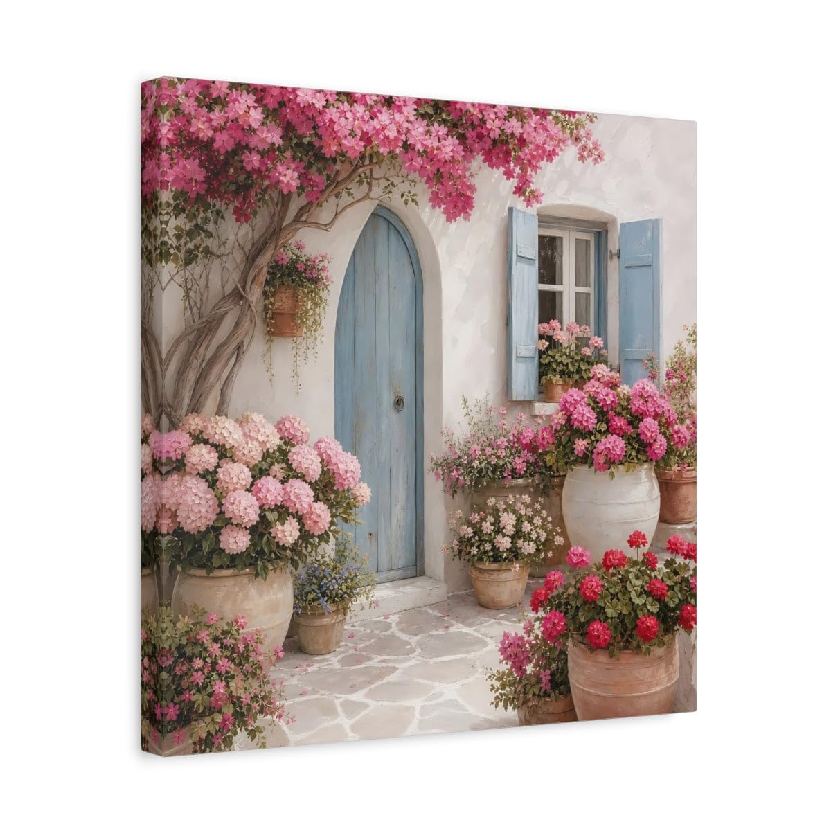 Art Mural Floral Façade Méditerranée Impression sur Toile Premium - 8