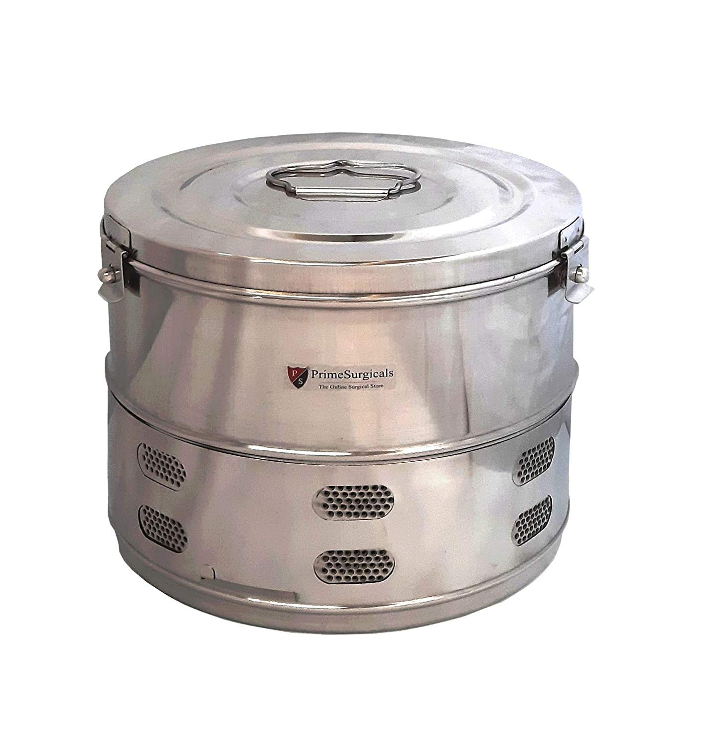 PrimeSurgicals Stainless Steel Dressing Drum Size 11" Dia X 9" Height