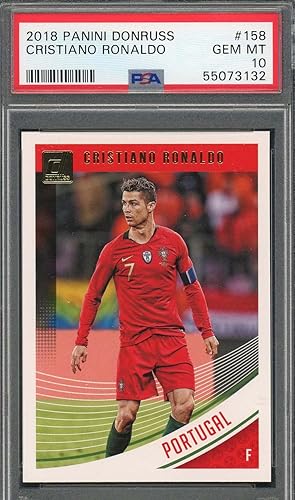 Cristiano Ronaldo 2018 Donruss - Tarjeta de fútbol #158 graduada PSA 10 (certificado #55073132)