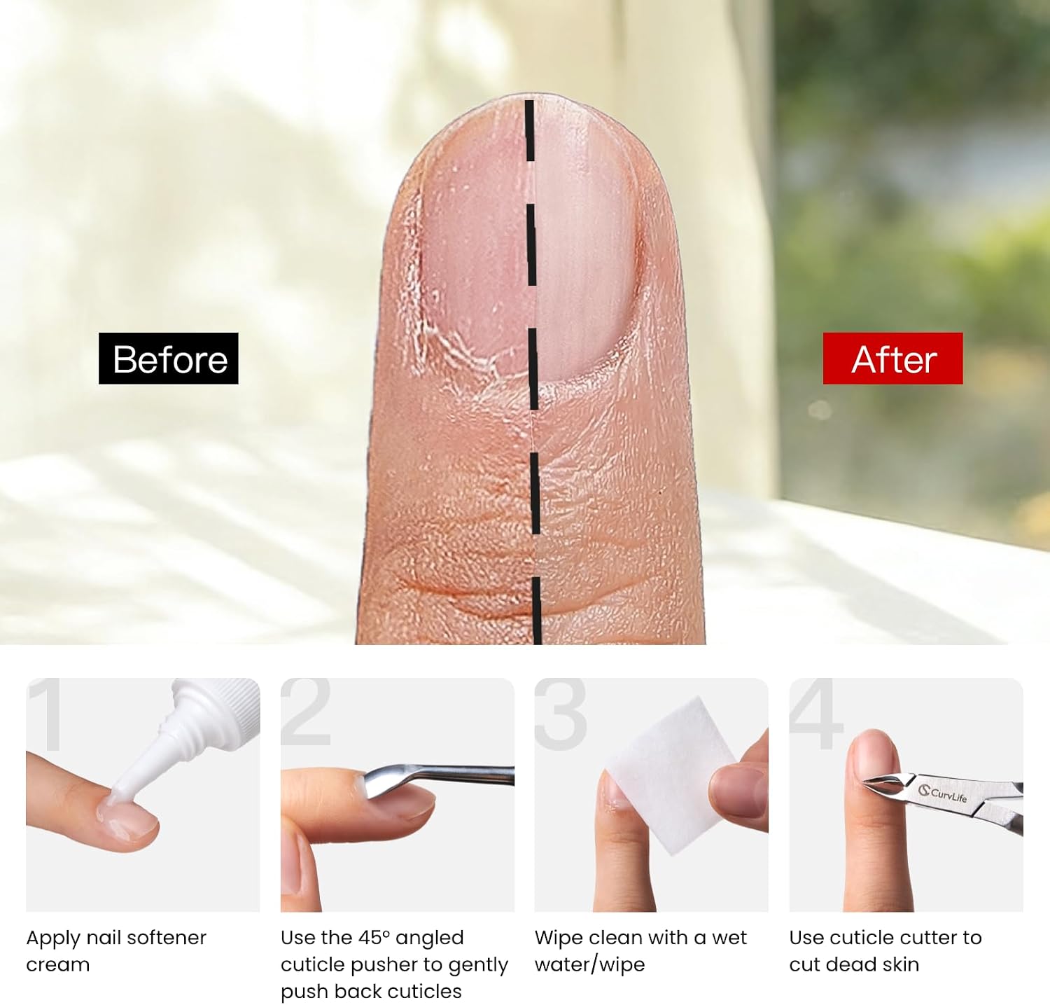 CurvLife Cuticle Nipper – 3mm Ultra-Thin Blade, Double-Spring Design, Ultra Sharp & Durable Cuticle Trimmer, Stainless Steel Nail Nipper with Ergonomic Grip Handle for Salon & Home