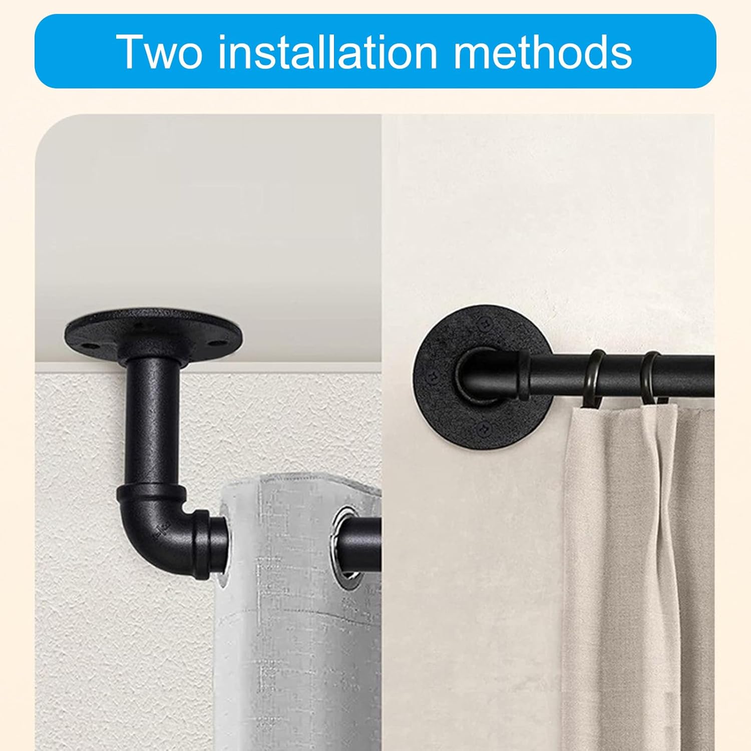 Simple Elegant Telescoping Adjustable Curtain Rod Strong Carbon Steel Window Drapery For Any Room Window Dressings Wrap Around Curtain