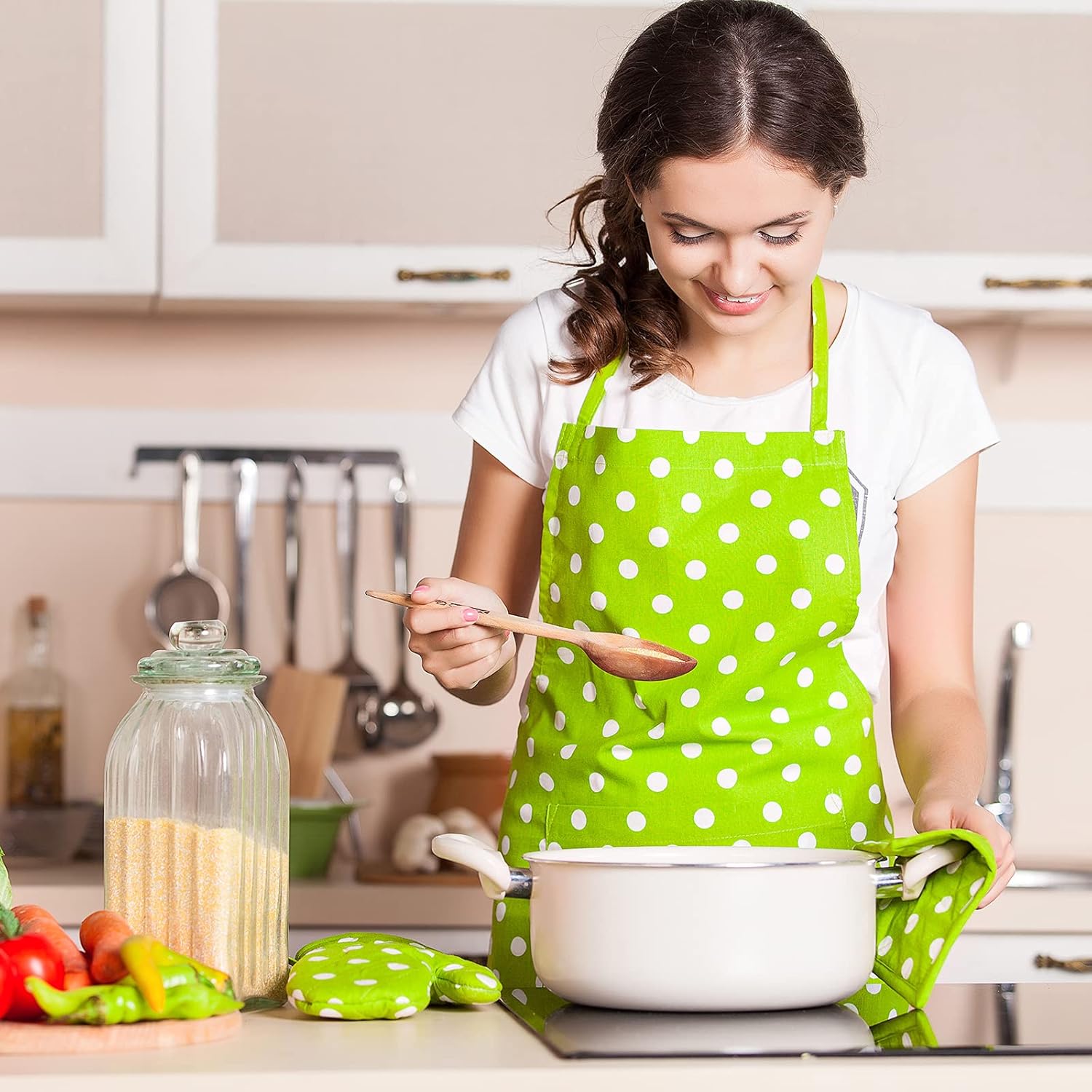 SATINIOR Sublimation Bib Blank Kitchen Aprons with Pockets Unisex White Cooking Kitchen Apron for Restaurant Home(5 Pieces) - Image 4