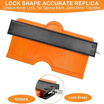 10 Inch Contour Gauge with Lock, Durable Multi-Purpose Measuring Tool, Precision Shape and Angle Duplicator for Woodworking, Flooring, and Tile Laying