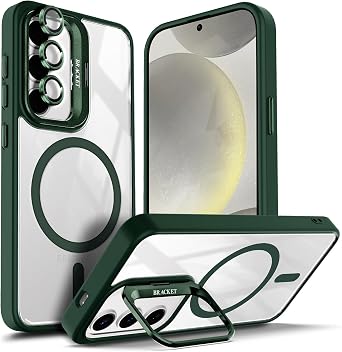 YZB for Galaxy S23 FE Phone Case, MagSafe Compatible, Built-in Stand Green