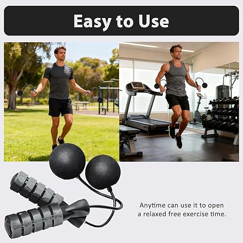 Miniatura 6 de Cuerda de saltar inalámbrica con jumprope interior, cuerdas de saltar sin cuerda con peso sin cuerda sin enredos para entrenamiento de resistencia,