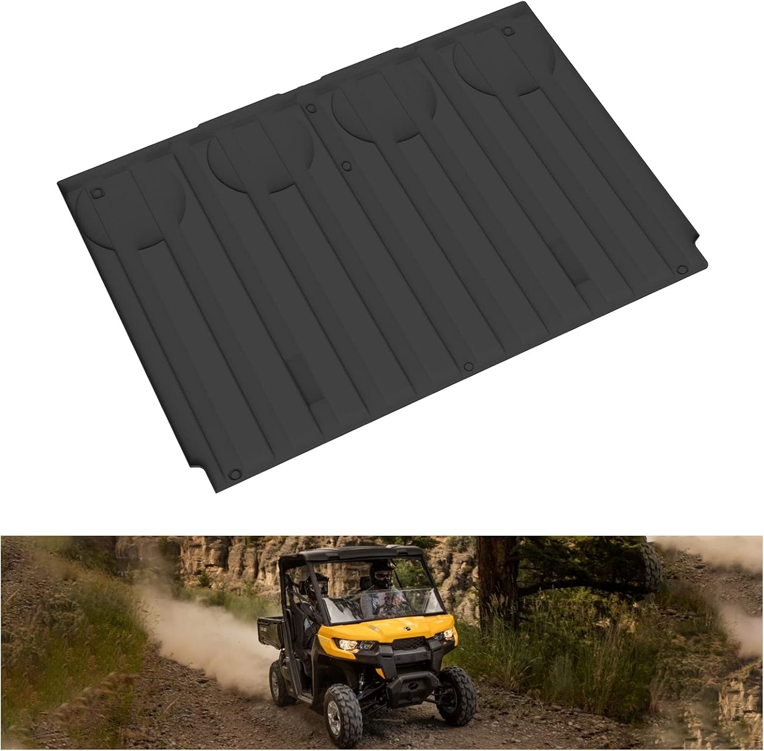 KIWI MASTER Bed Mat for 2016-2026 Can-Am Defender Accessories, Custom Fit All Weather Rear Cargo Liner, Heavy Duty TPE Tray Trunk Mat, Black