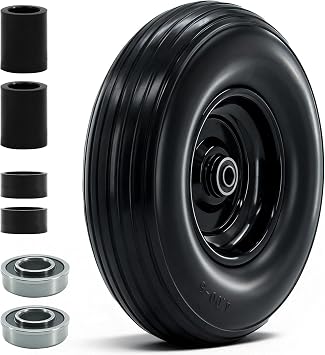 4.00-6 Tire and Wheel,13"Solid Tires,Excellent quality and High performance,Wheelbarrow Wheel with 1.75-5.75Centered Hub,5/8"&3/4" Bearing,Fit for Wheelbarrow/Wagon/Trolley/Garden Cart etc.1pack
