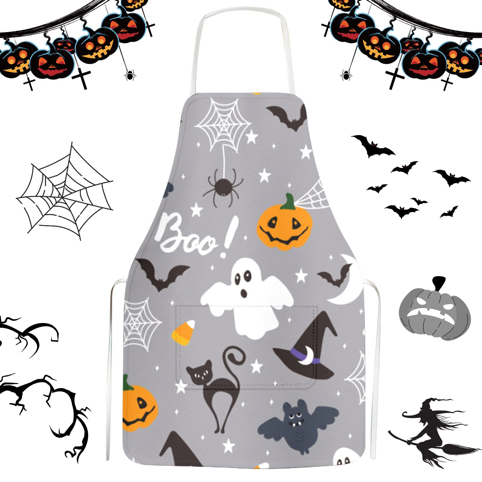 Durdiiy Halloween Apron Waterproof BBQ Aprons Funny Kitchen Aprons Halloween Aprons Costumes for Women Men Kitchen Chef Apron Halloween Novelty Kitchen Apron for Cooking, Barbecue