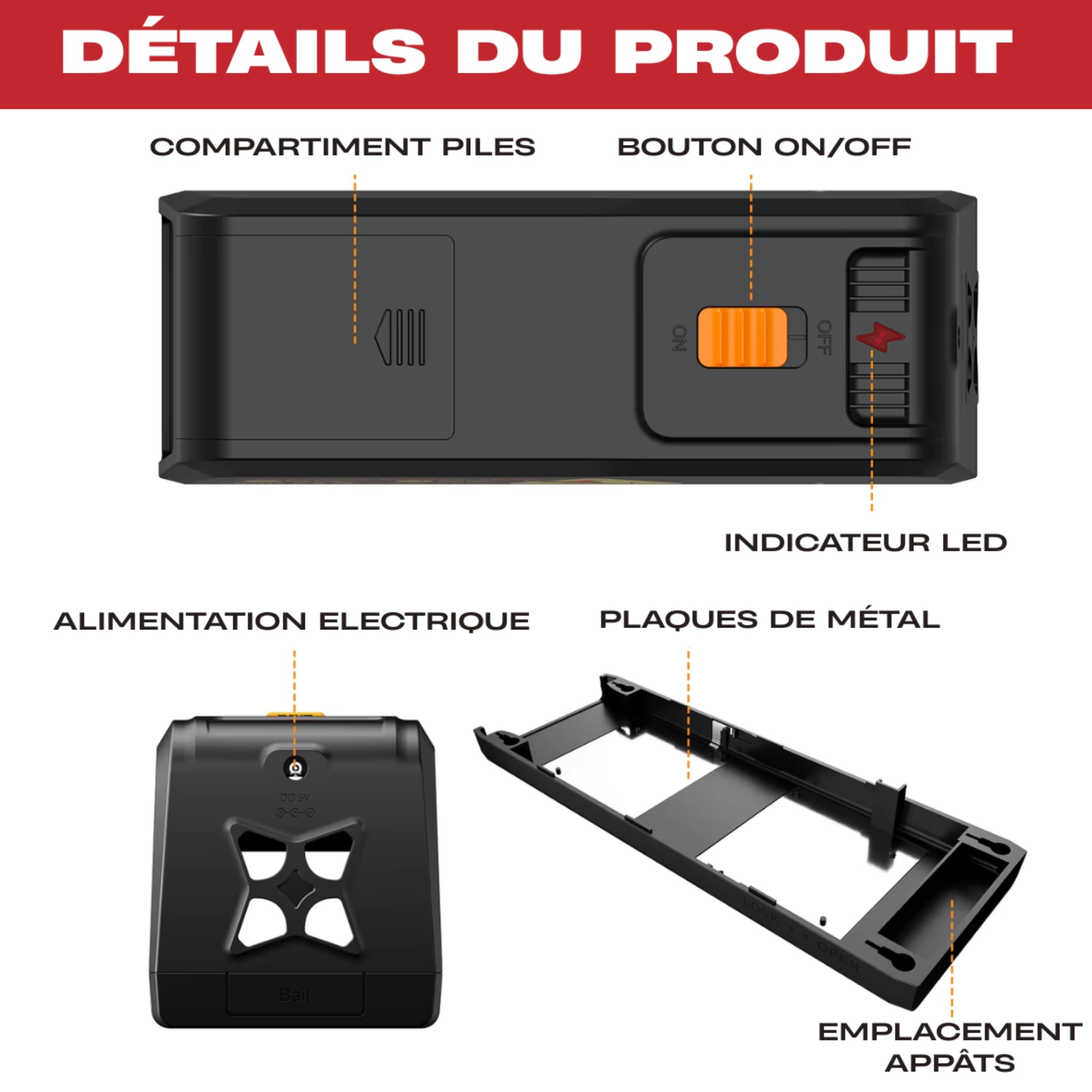 Piège À Rat Et Souris Électrique 2800V – Réutilisable Et sans Poison – Capture Rapide Et Hygiénique – Fonctionne par USB Ou 4 Piles AA – Sécurisé pour Maison, Garage, Cave, Cuisine Et Entrepôt
