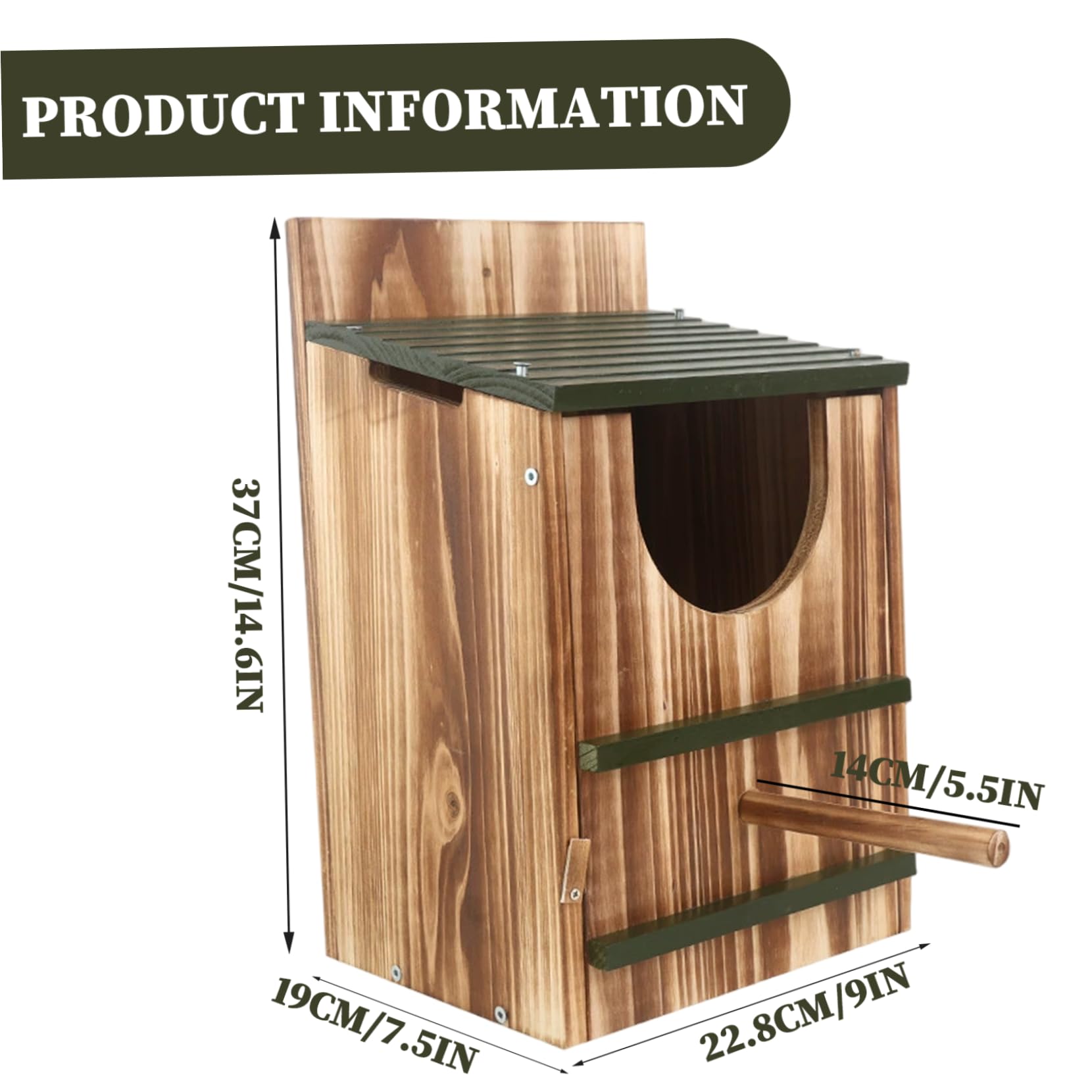 Casa de búhos, Casas de pájaros de Madera para Exteriores, Caja Nido de búhos con Poste de pie, Requiere fácil Montaje, Casas de pájaros para Exteriores, casa