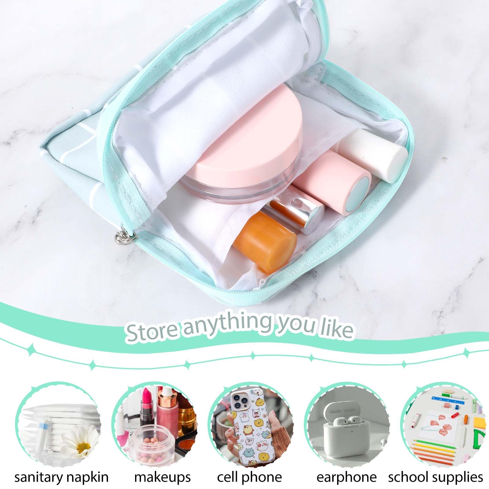 3 bolsas de almacenamiento de almohadillas sanitarias, bolsa portátil de período para adolescentes/servilletas sanitarias/tampones, bolsa de almacenamiento de servilletas sanitarias, regalos para el 4