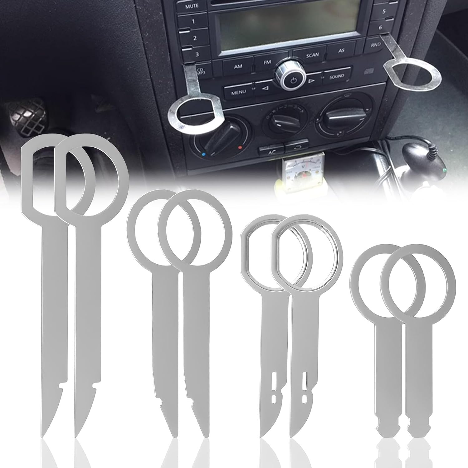 Autoradio Ausbauwerkzeug 4-teilig – Entriegelungsschlüssel Aus Edelstahl, Für Die Meisten Auto-Radios