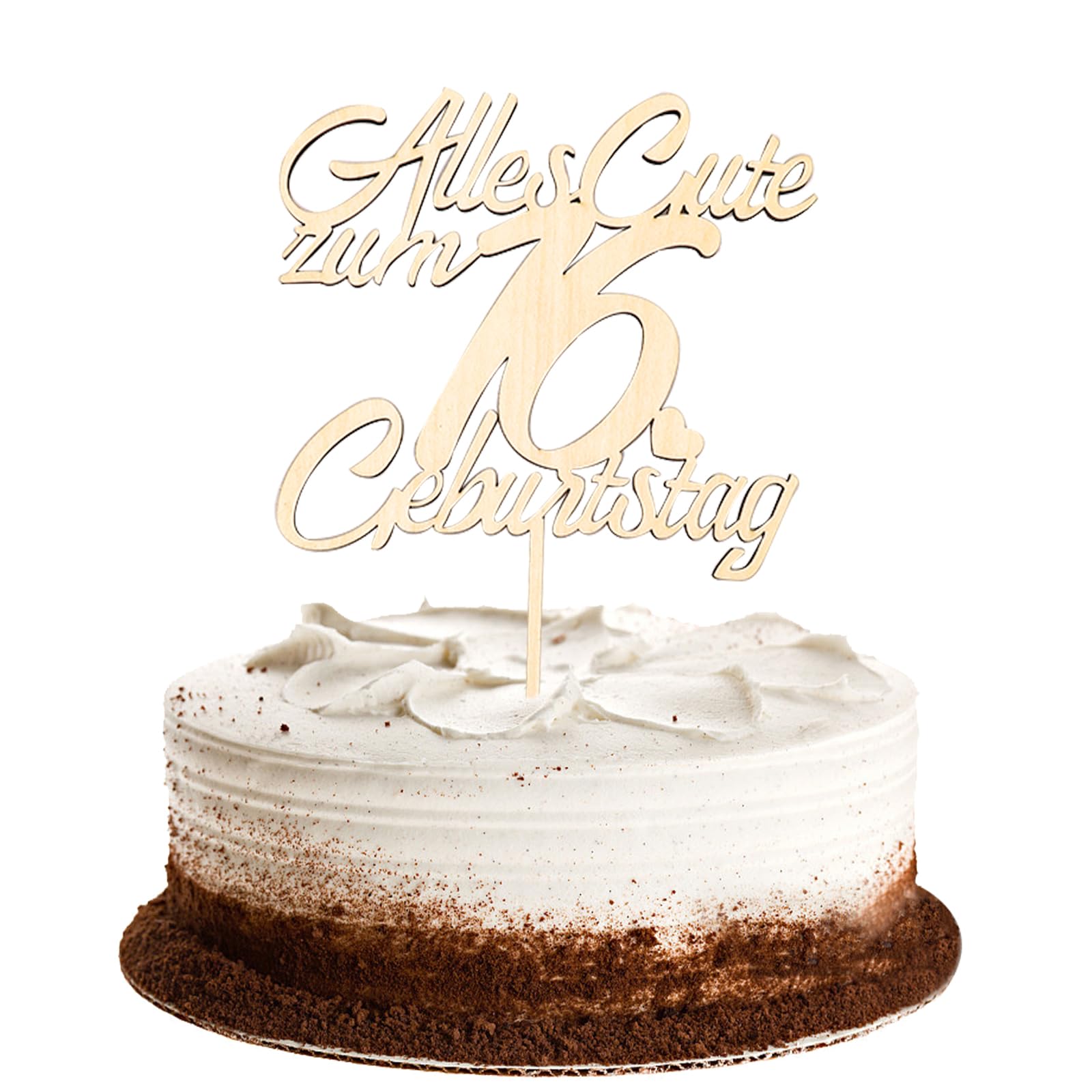 Cake Topper Happy Birthday In Legno - Decorazione Per Torte E Cupcake, 16,5 Cm, Naturale E Riutilizzabile