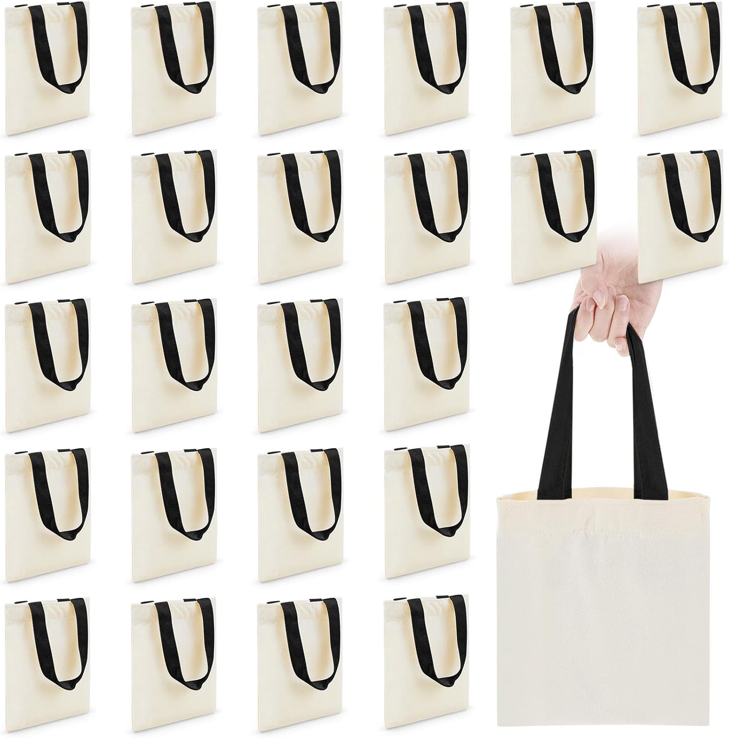 Amylove 72 Pcs Mini Tote Bag Sublimation Blank Canvas Tote Bags Reusable for Grocery Shopping, DIY, Easter Party Favor Gift Bags (8.5 x 8 Inch,Natural Color)