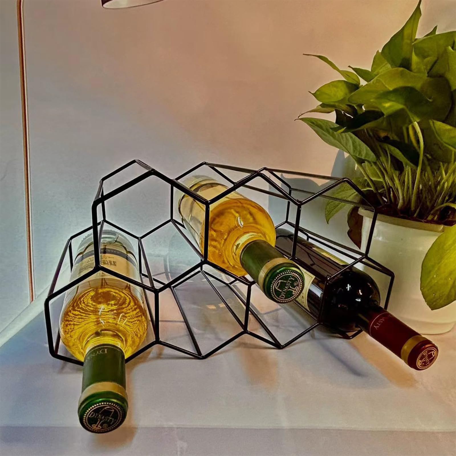 Range-Bouteilles, Casier à Vin en Métal, Casiers à Vin en Métal Comptoir, Support de Table pour Bouteilles de Vin, Organisateur de Casier à Vin, pour Bar, Cave à Vin, Séjour, Cuisine(Noir)