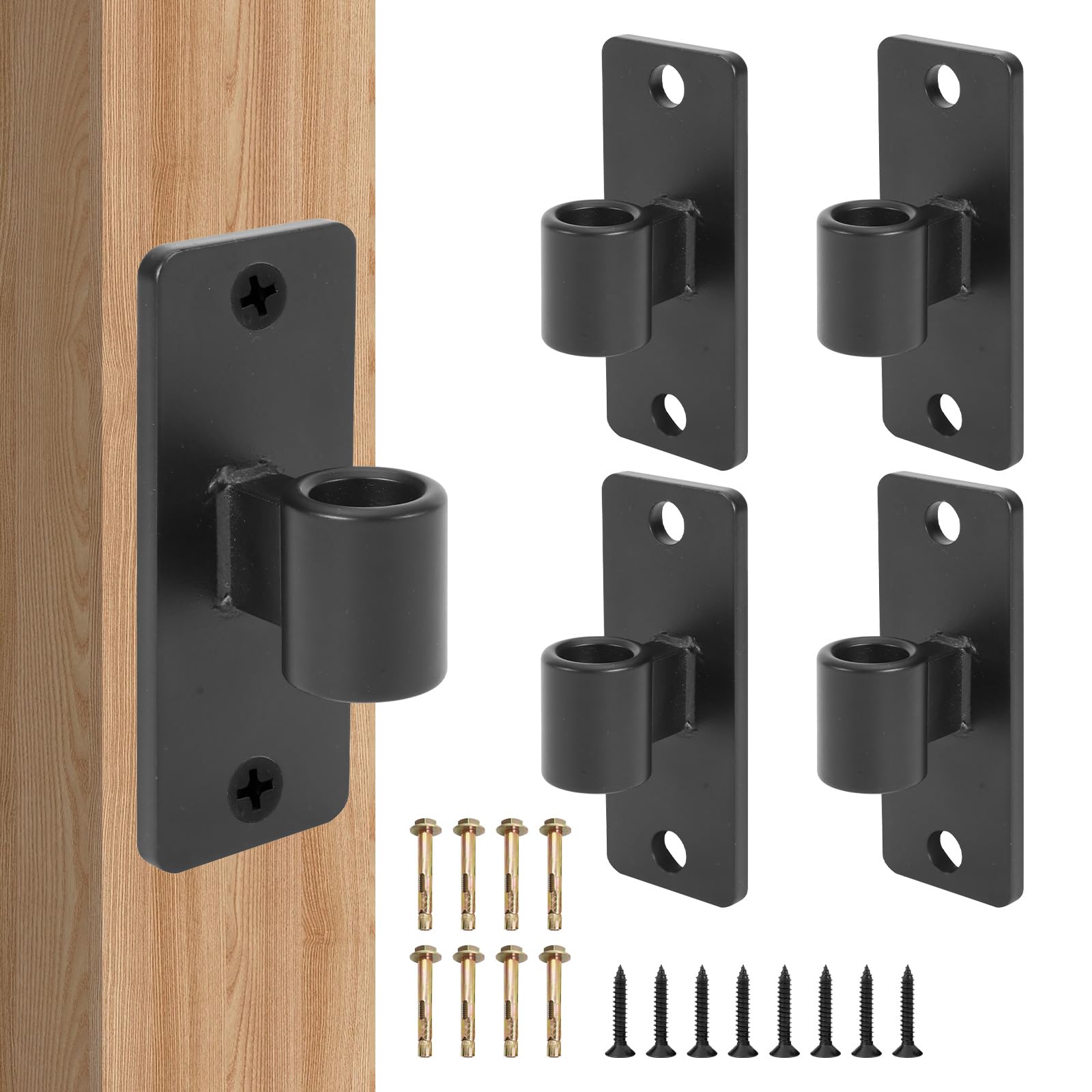 ZOBGOWE 4 Pack Heavy Duty Gate Hinges Black Wall Mount Gate Hinges fit 5/8" Hinge Pin for Fences, Barns, Sheds