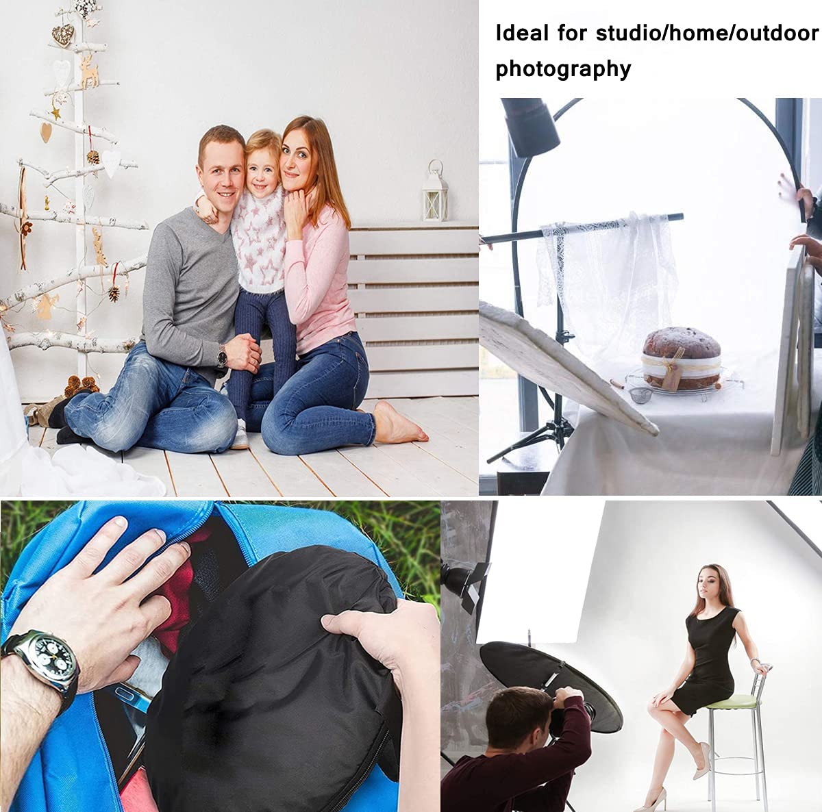 Kit 5in1 Pannello Riflettente 60cm - Per Foto Ritratti, Matrimoni E Selfie Con 5 Superfici Diverse