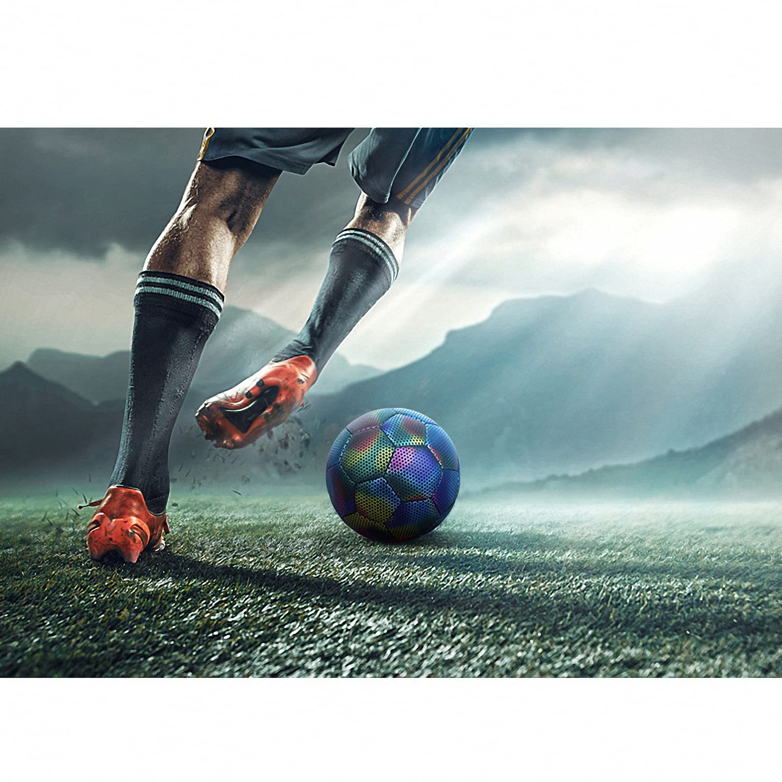 Balón de fútbol Luminoso tamaño 5,Bola fútbol Reflectante Brillante para niños y Adultos,Pelota Nocturno de Entrenamiento,Bomba Gratis + Bolsa de Malla + Aguja de acero
