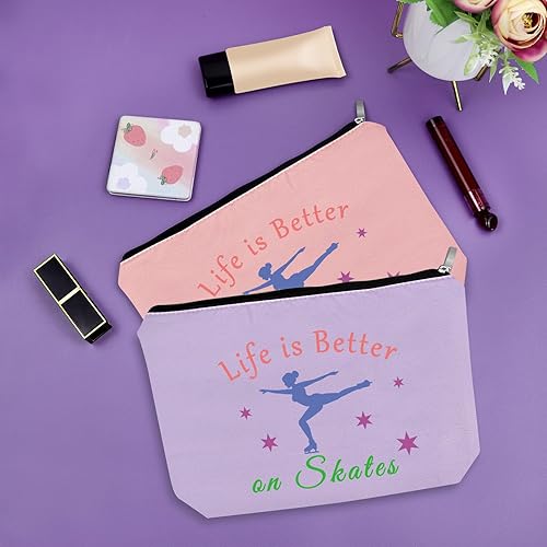 Miniatura 14 de Ice Skating Gifts Makeup Bag 3PCS Inspirational Gift for Skate Lover Skating Team Gift for Girls Figure Skating Gifts Cosmetic Bag Graduation Gift