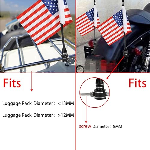 Miniatura 4 de Espear Motorcycles - Soporte para bandera estadounidense y ejército de Estados Unidos, soporte para mástil de bandera de 12 para Harley Davidson