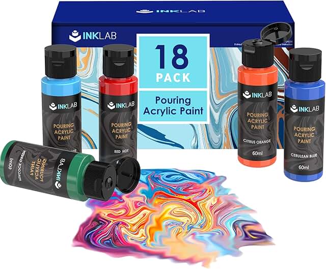 Acrylic Pouring Paint Set 18 Colors Pre Mixed Acrylic Paint High Flow for Canvas Wood Crafts Rocks Painting, Water Based, ...