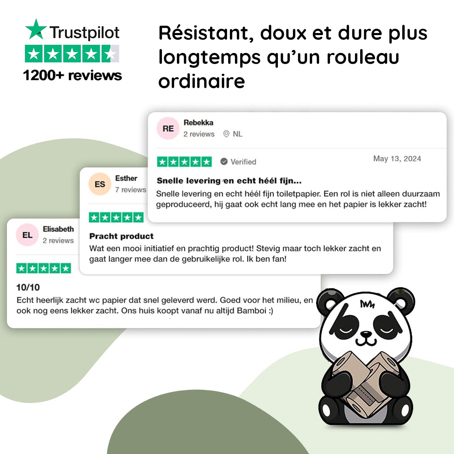 Papier Toilette en Bambou 3 épaisseurs 48 Maxi Rouleaux | Très doux, équivalant à environ 125 rouleaux de papier toilette standard, bambou certifié 100% FSC®