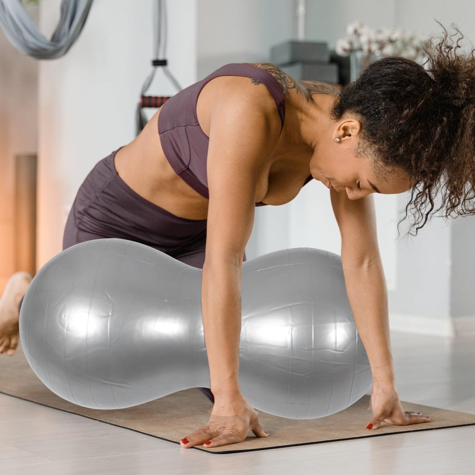 Cabilock Pelota De Ejercicio Inflable De Yoga En Forma De Maní, PVC Grueso Antideslizante, con Bomba y Tapón, Equipo Deportivo para Fitness, Pilates y Terapia En Casa