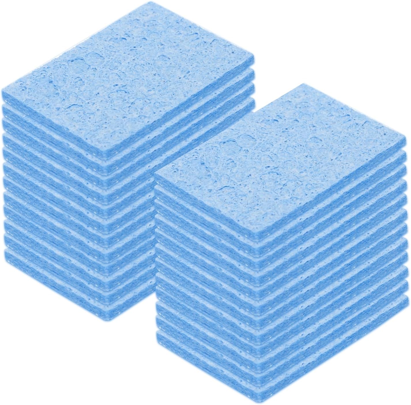 25PCS Soldering Sponge 50 x 35mm Rectangle Blue Cleaning Pad Welding Tip Iron Replacement for Cleaning Soldering Iron 3mm Natural Thickness 14mm Water Absorption Thickness