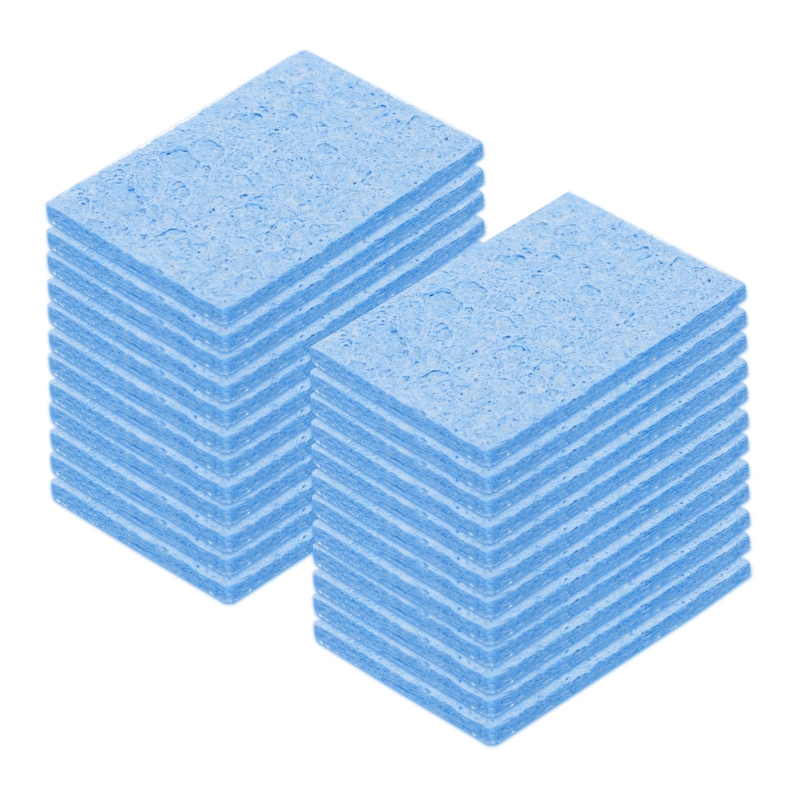 MECCANIXITY 40PCS Soldering Sponge 50 x 35mm Rectangle Blue Cleaning Pad Welding Tip Iron Replacement for Cleaning Soldering Iron 2mm Natural Thickness 11mm Water Absorption Thickness