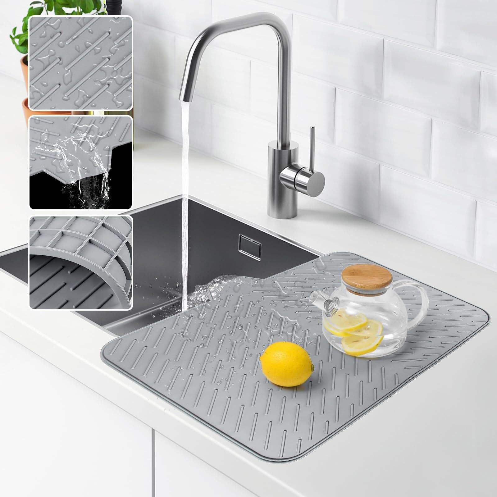 HAKKU Silicone Dish Drying Mat - Non Slip & Quick Dry -8 HAKKU Silicone Dish Drying Mat - Non Slip & Quick Dry -8
