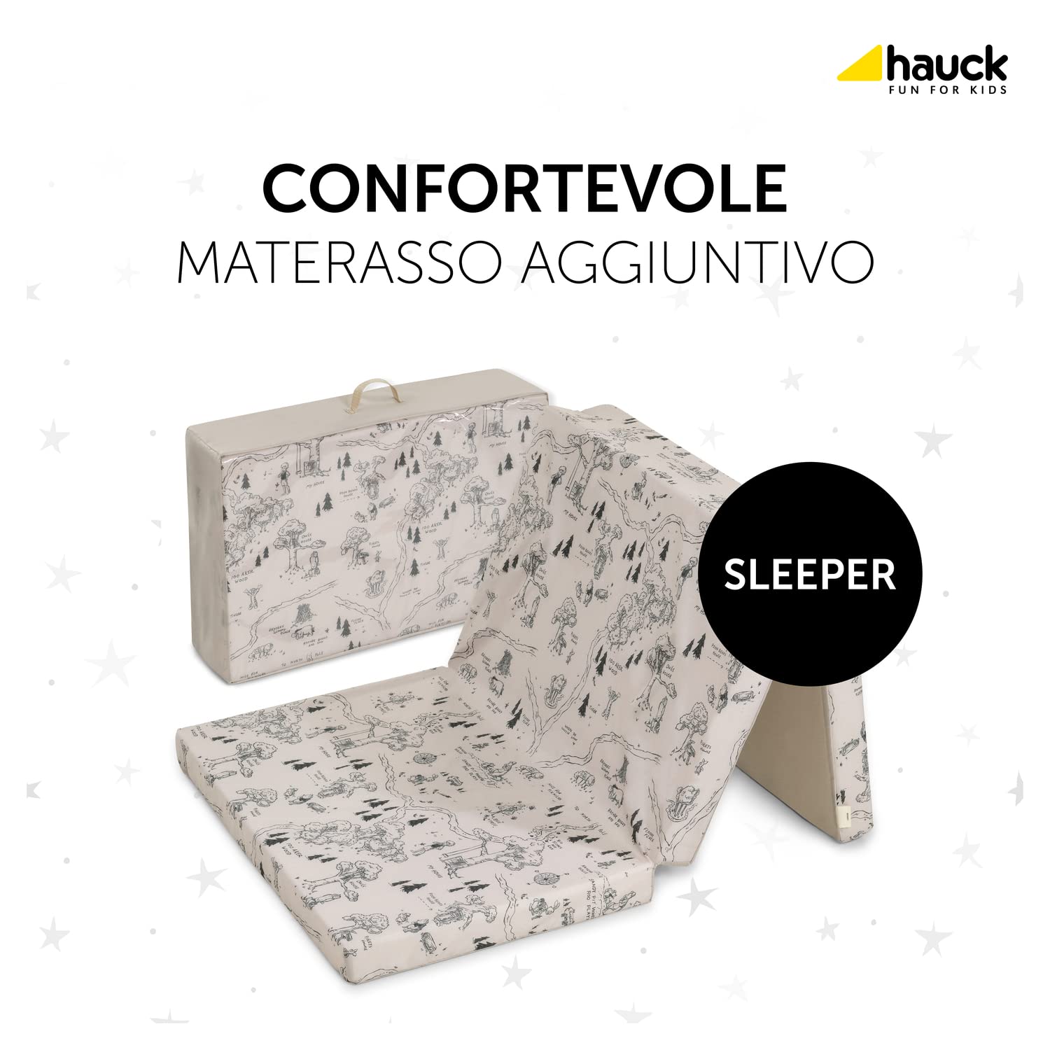 hauck Sleeper Disney Materassino da Viaggio Pieghevole 120x60x5 cm con Borsa di Trasporto Compatibile con Lettino Dream N Play Plus, Sleep N Play Go Plus, Play N Relax Center - Winnie the Pooh Beige