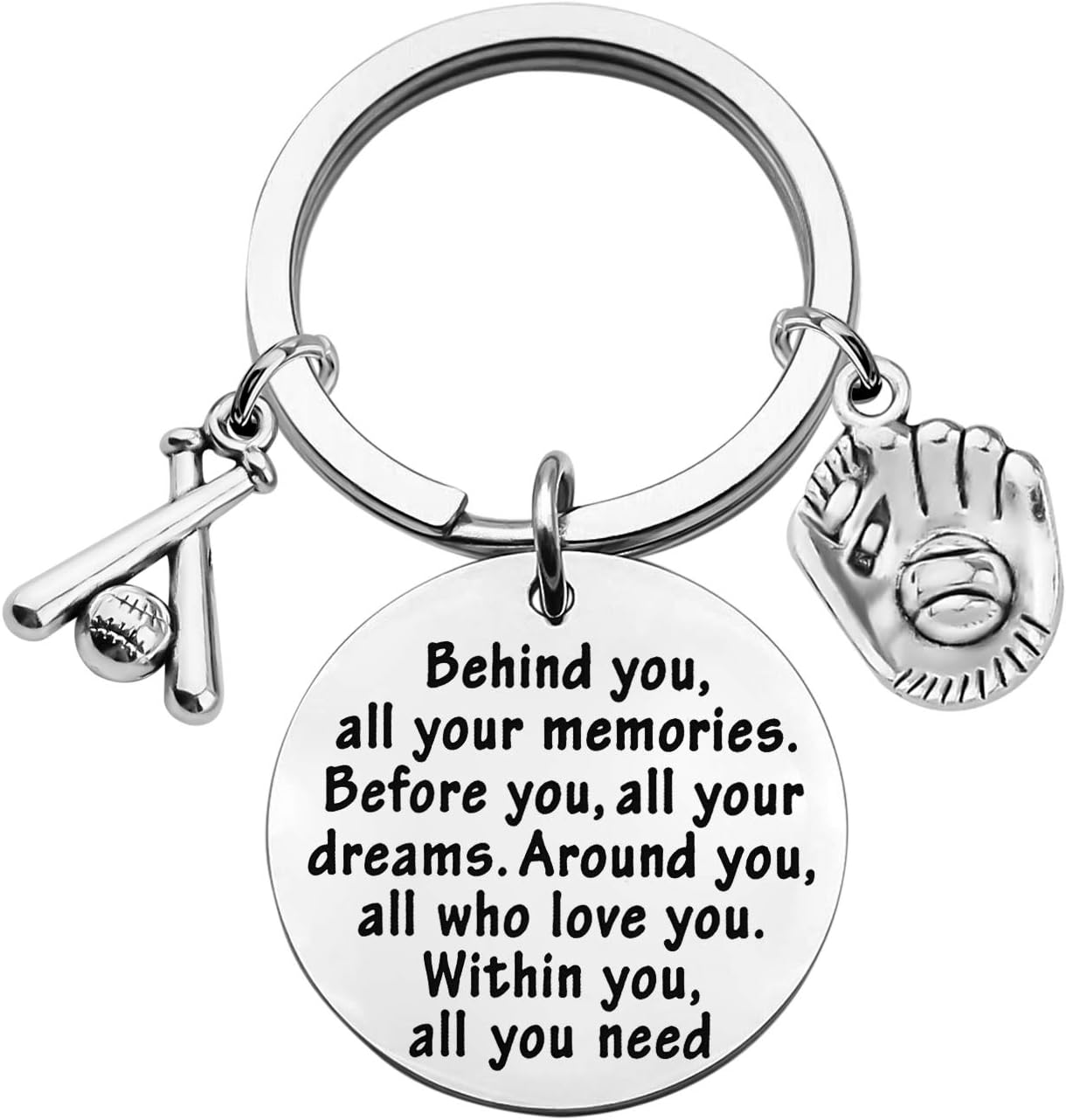 FEELMEMBaseball Keychain Baseball Player Gift Behind You All Memories Before You All Your Dream Keychain Softball Baseball Jewelry Baseball Mom Gift