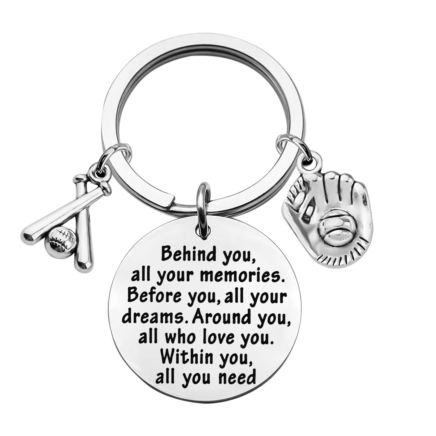FEELMEMBaseball Keychain Baseball Player Gift Behind You All Memories Before You All Your Dream Keychain Softball Baseball Jewelry Baseball Mom Gift