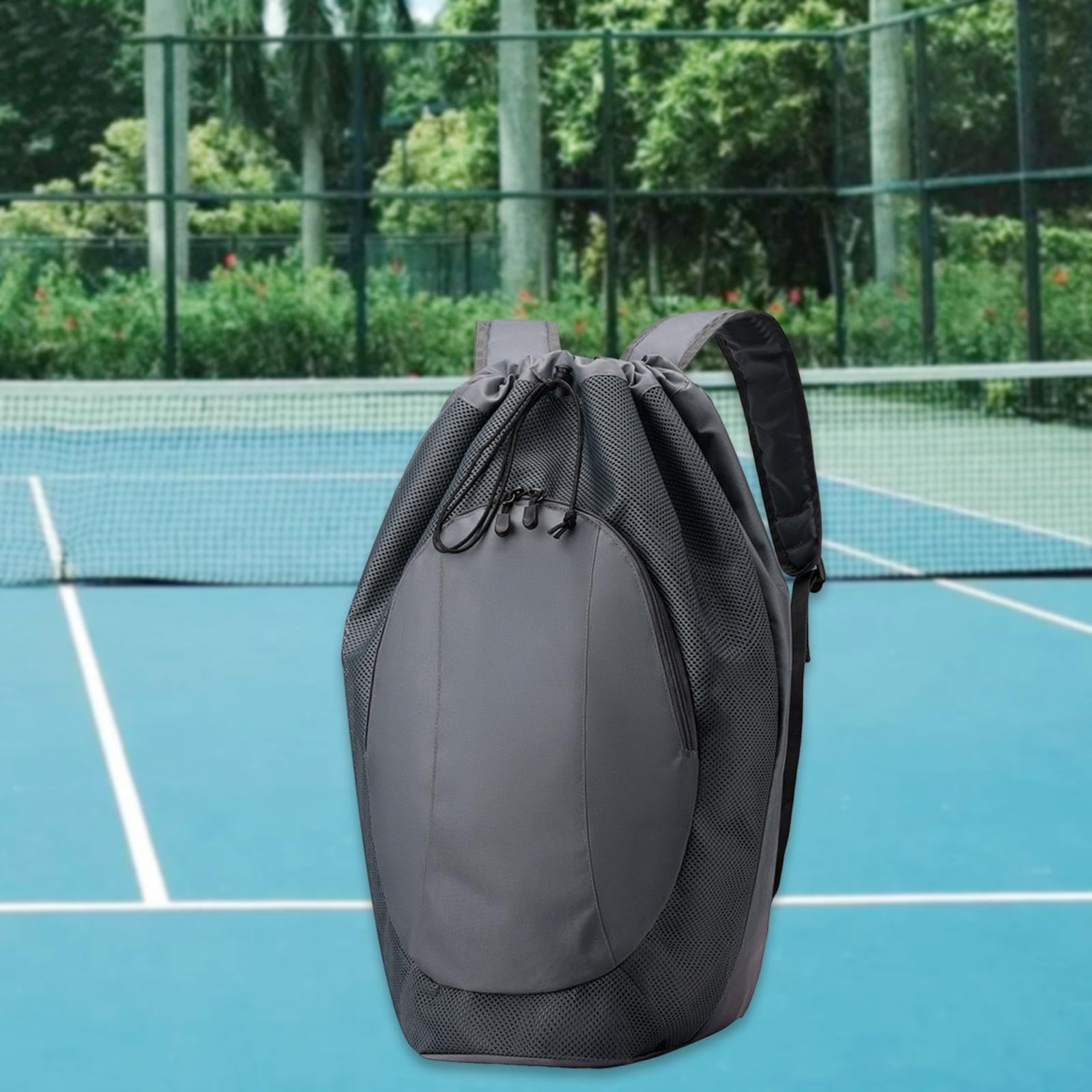 Zaino con Coulisse E Scomparto in Rete, Zaino Sportivo in Nylon per Palestra, Racchetta Da Badminton, Danza, Viaggi, Nuoto, per Donne E, Grigio