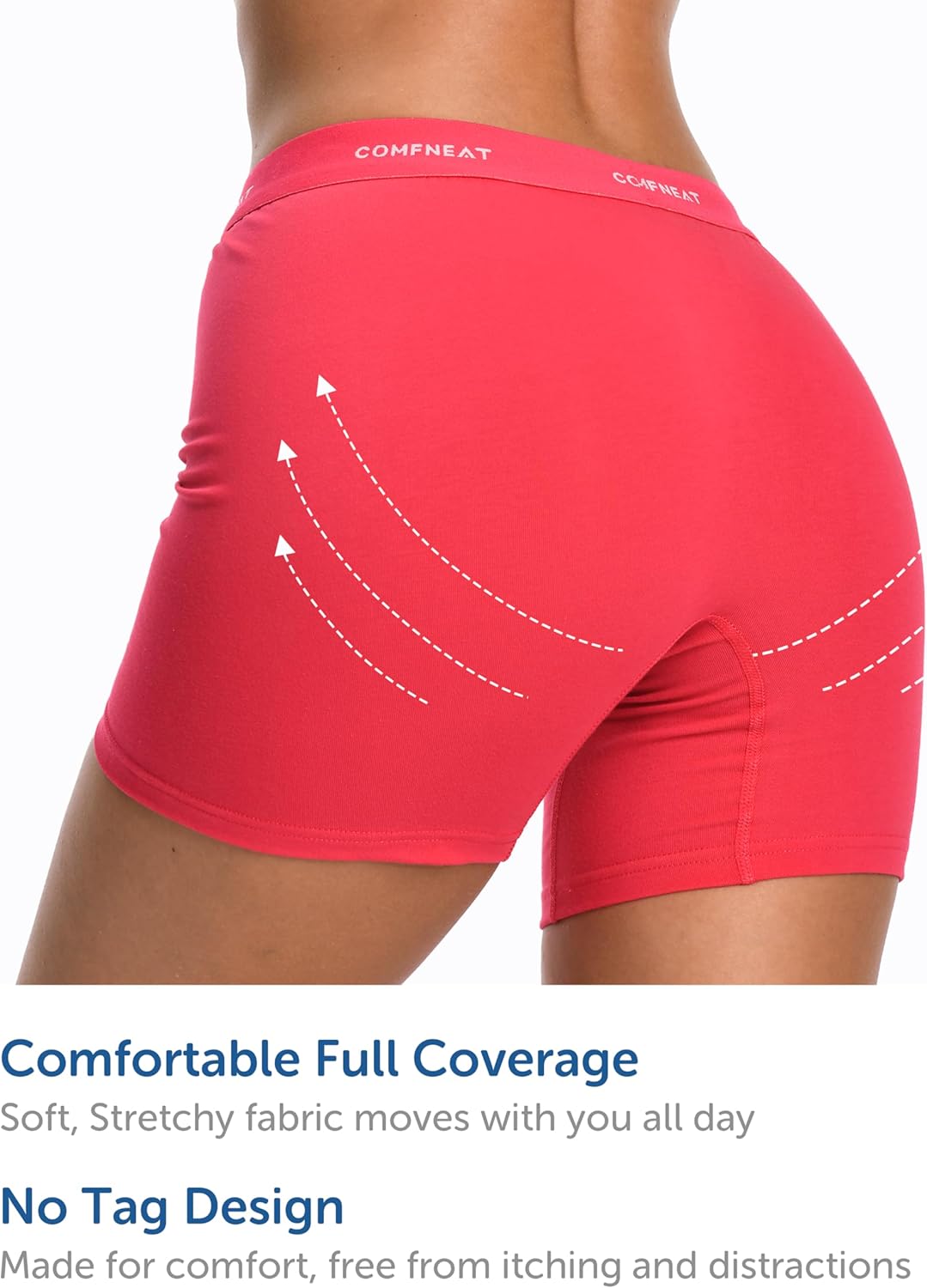 Comfneat Women's 4-Pack Boyshorts Cotton Spandex Boxer Briefs Stretchy Underwear Knitwear - Image 5