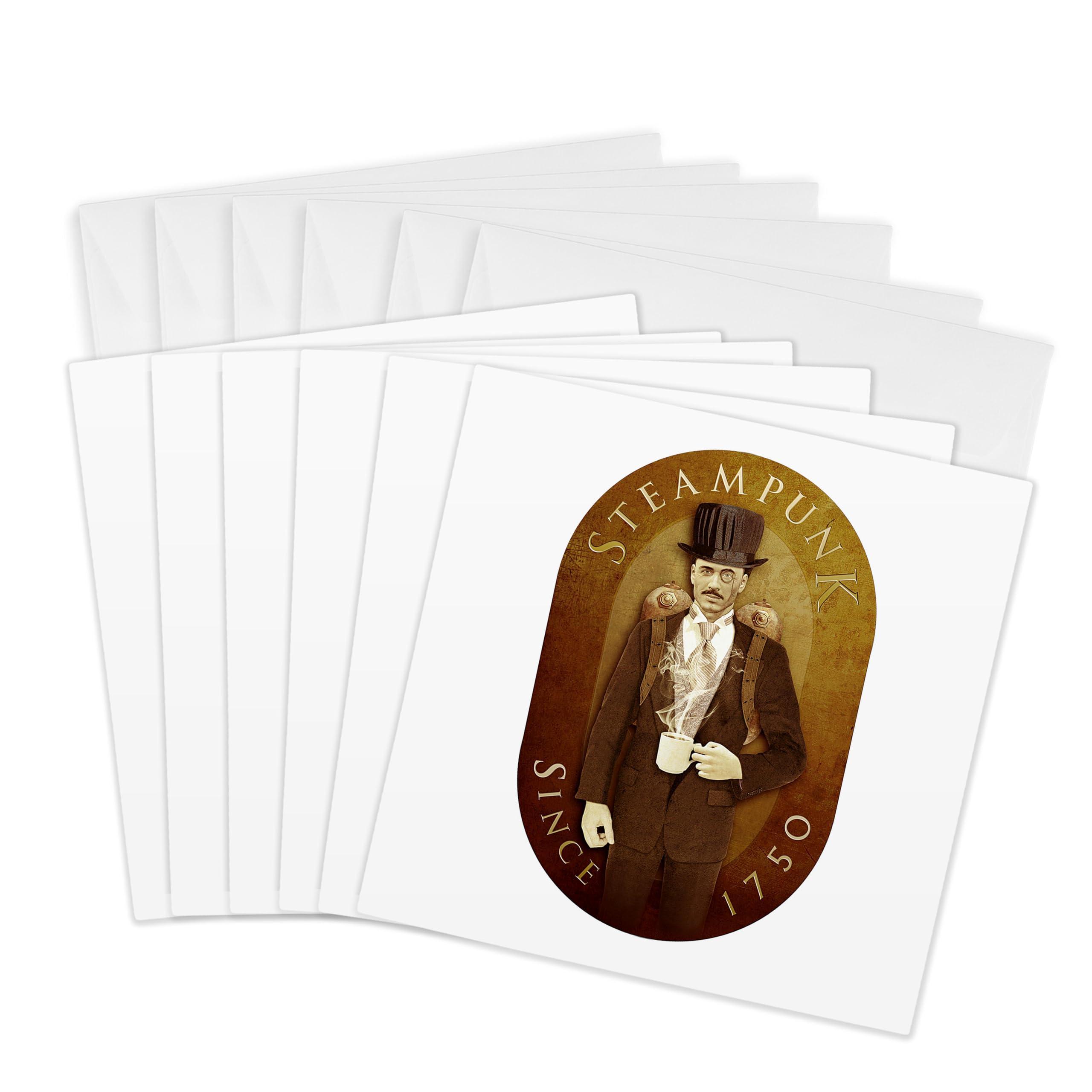 3dRose gc_12656_1 6 x 6-Inch "Steampunk" Greeting Card (Pack of 6)