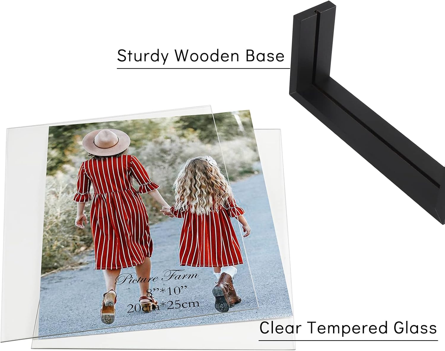MEBRUDY 8x10 Picture Frame 2 Pack, Black Photo Frames with Tempered Glass Cover and Wooden Base for Tabletop or Desktop Display